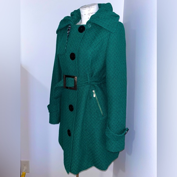 Wool Blend Trench Tweed Dress Coat - Picture 3 of 9